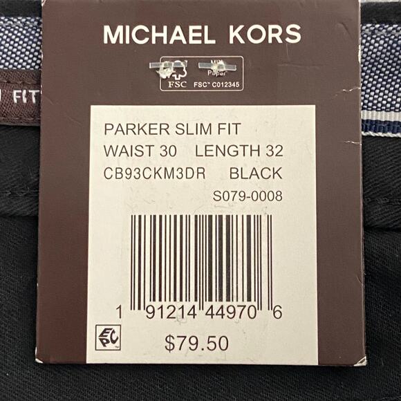 Michael Kors Men's 30x32 Parker Slim Fit Pant Stretch Solid Black NEW - Picture 11 of 11